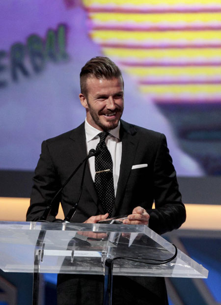 David Beckham receives award in Los Angeles