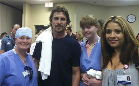 Actor Christian Bale visits Colorado shooting victims