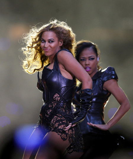 Beyonce performs during half-time show of NFL Super Bowl