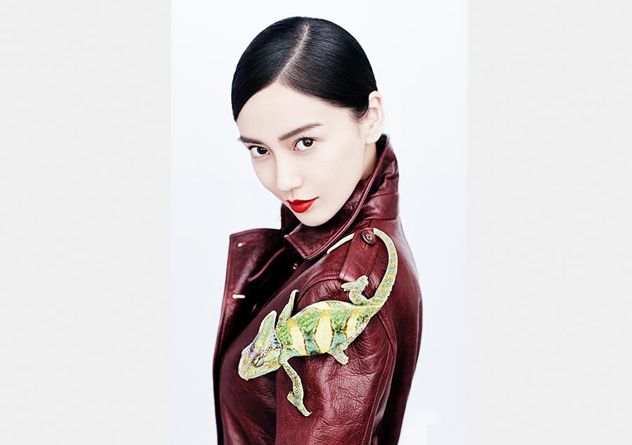 Angelababy poses with animals