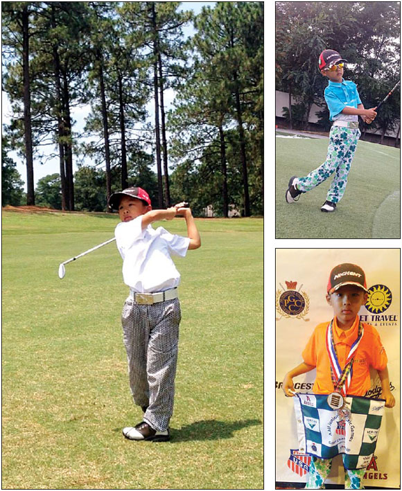 Promising golfer, 7, is having a ball