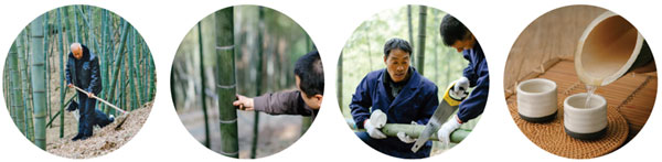 from left digging bamboo shoots along the way is an essential part of a