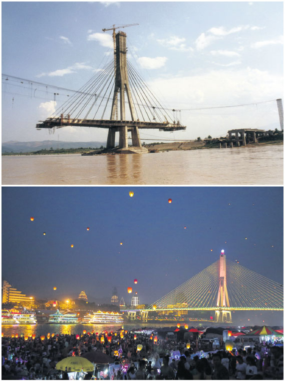 top xishuangbanna bridge was under construction over the lancang river