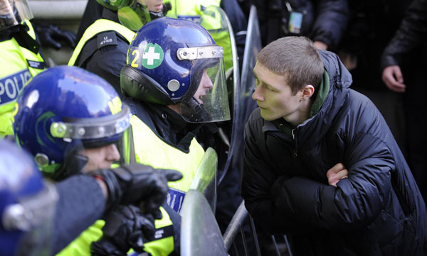 Violence erupts at student protest in London