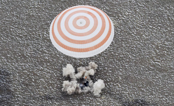 Russian Soyuz spacecraft lands safely in Kazakhstan