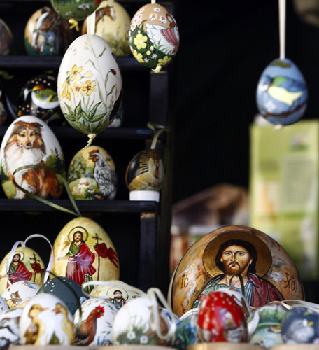Easter eggs decorating Munich market