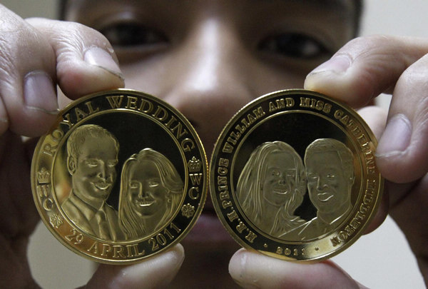 Souvenirs coins made for royal wedding