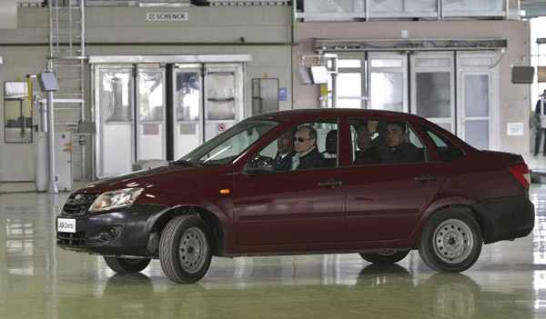 Russian PM test drives Europe's cheapest car