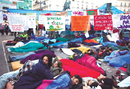 Huge protests overshadow Spanish local elections