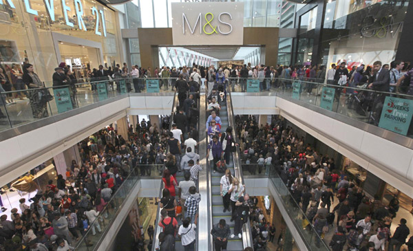 Shoppers rush into Westfield Stratford City