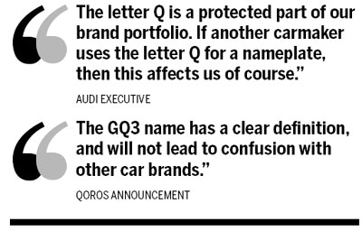 Initial response: Audi sues Qoros Auto over the letter Q