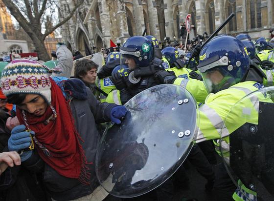 Demonstrators clash with police in central London