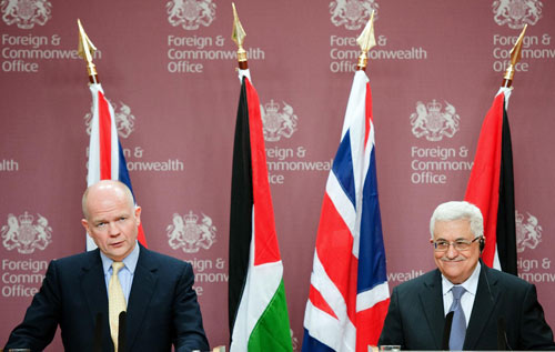 Abbas, Hague meet on Middle East peace process