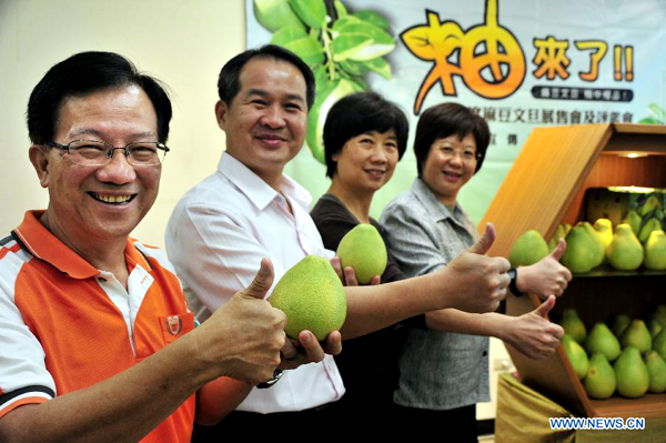 Pomelos presented at press conference in China's Taiwan