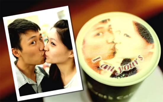 Taiwan coffee shop prints lovers' photos on latte froth