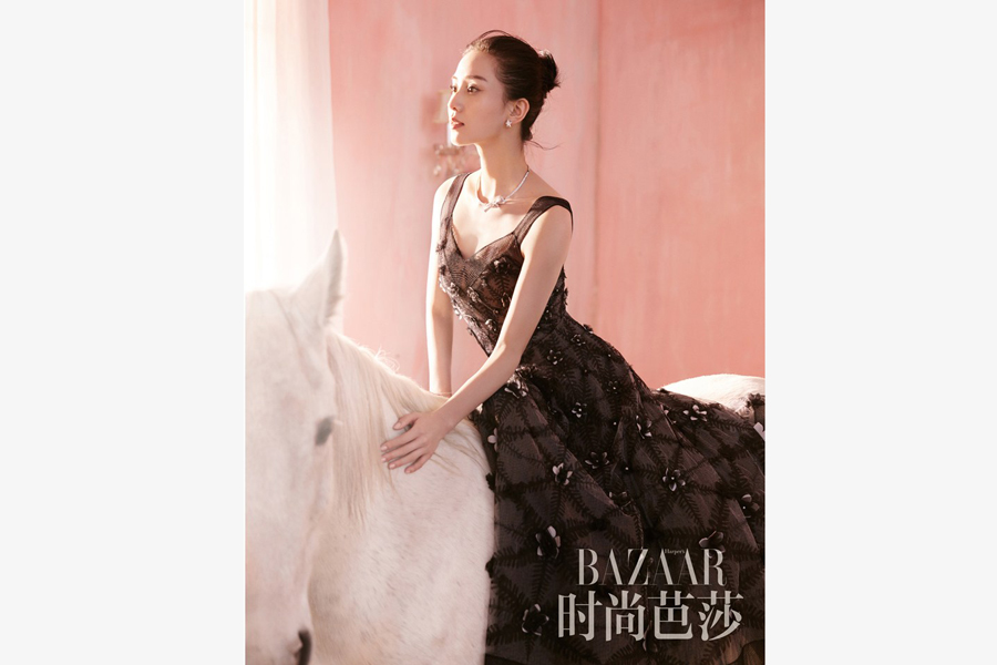 Actress Liu Shishi poses for 'Bazaar' magazine