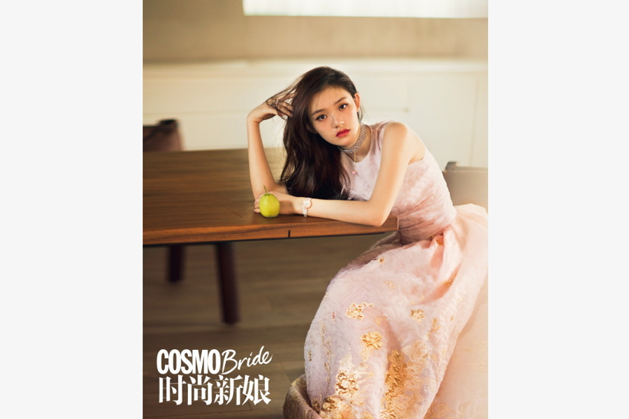 Actress Lin Yun poses for fashion magazine