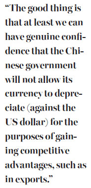 There's no basis for yuan depreciation in long run