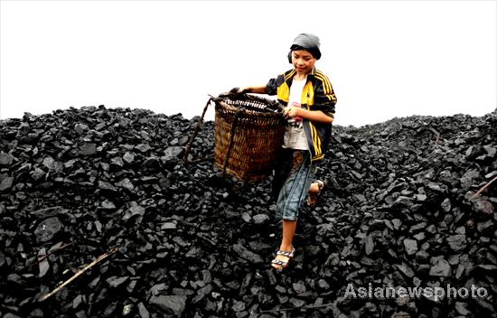 Collecting coal dregs for next semester