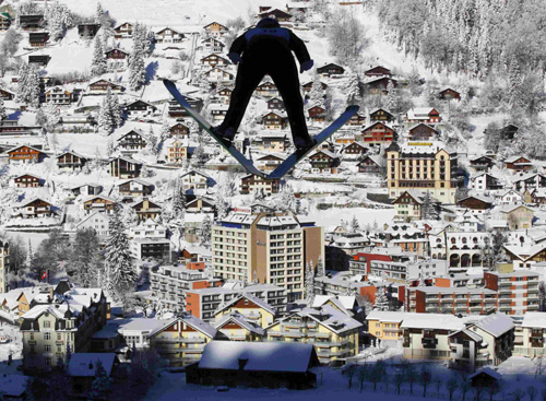 Practice for ski jumping World Cup