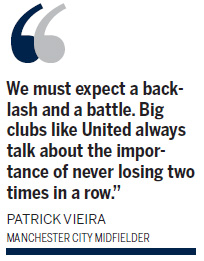 Vieira warns of United 'backlash'