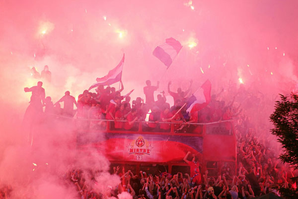 Wisla Krakow fans celebrate Poland league title