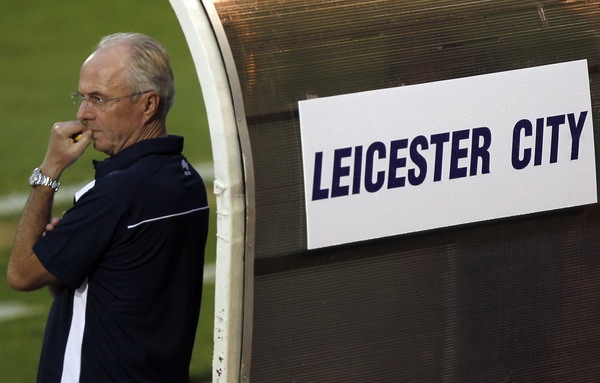 Sven-Goran Eriksson, head coach of Leicester City, watches his team's friendly match against Thailand's national team in Bangkok in this October 9, 2010 file photo. Former England boss Eriksson leaves Leicester