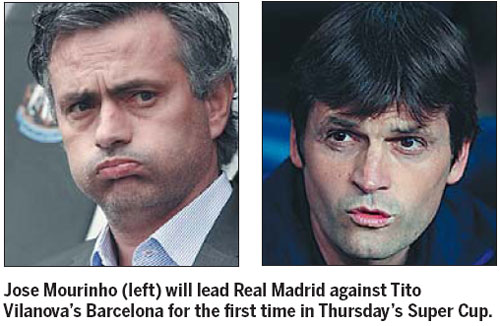 Vilanova and Mourinho to go eye-to-eye in Super Cup
