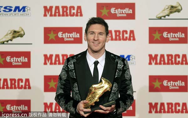 Messi receives record 3rd Golden Boot