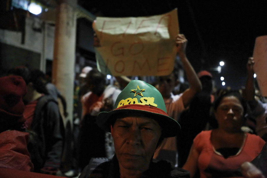 Protesters march in Sao Paulo ahead of World Cup