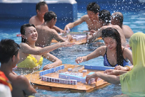 Underwater soccer match in Tianjin