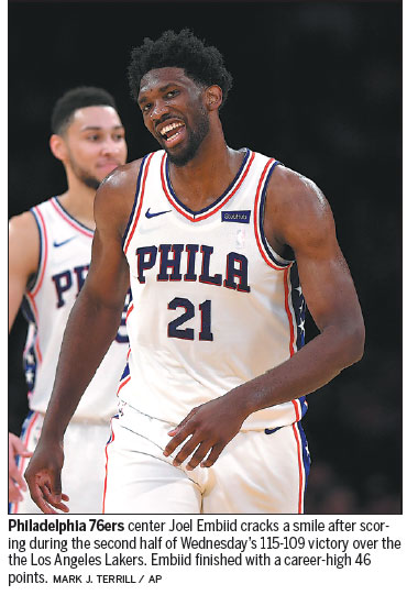 Embiid's towering performance sparks Sixers
