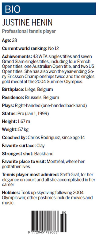 Justine Henin: China has huge potential in tennis<BR>