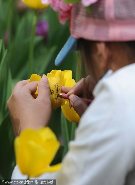 Tulip graffiti blooms