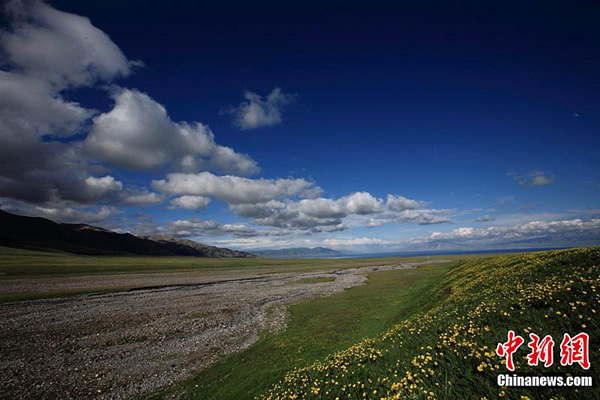 Sayram Lake in the threshold of summer