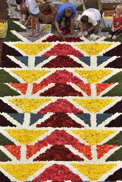 Flower carpet displayed at the Grand Place in Brussels, Belgium