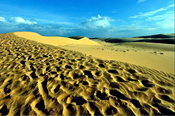 Scene of sand dunes in Bao Trang, Vietnam's Binh Thuan