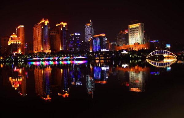Night scenery of Nanning city, China's Guangxi
