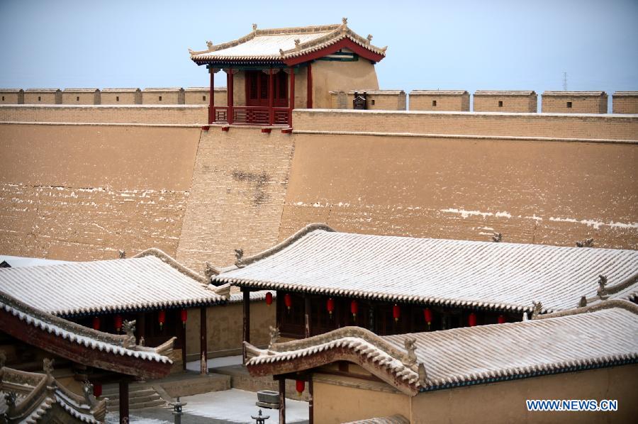 Snow scenery at Jiayu Pass scenic spot in N China