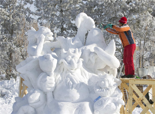 Ice and snow sculptures festival held in Kazakhstan