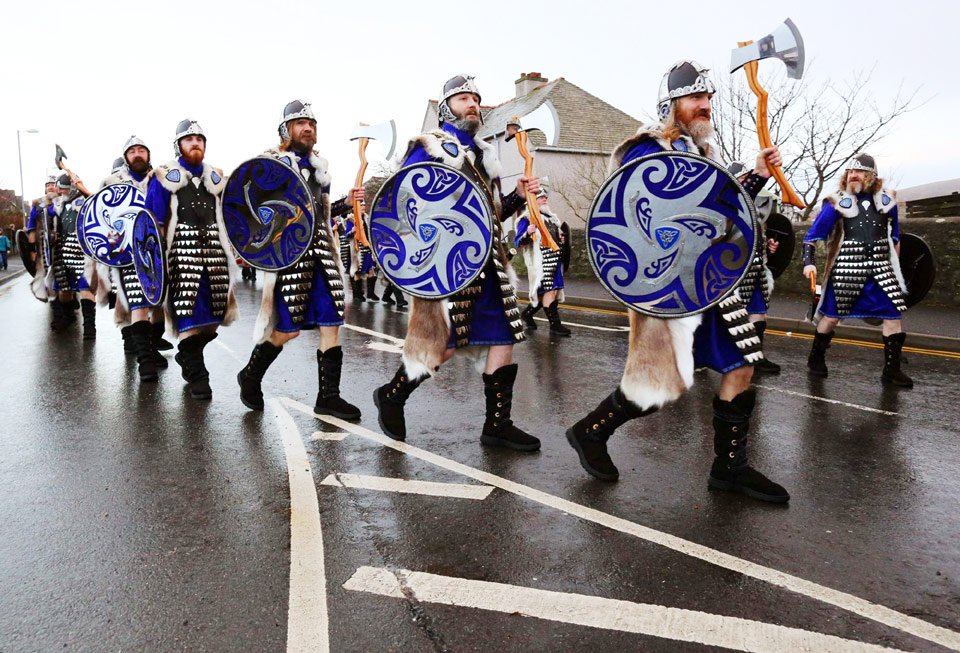 Jarl Squad vikings march through streets