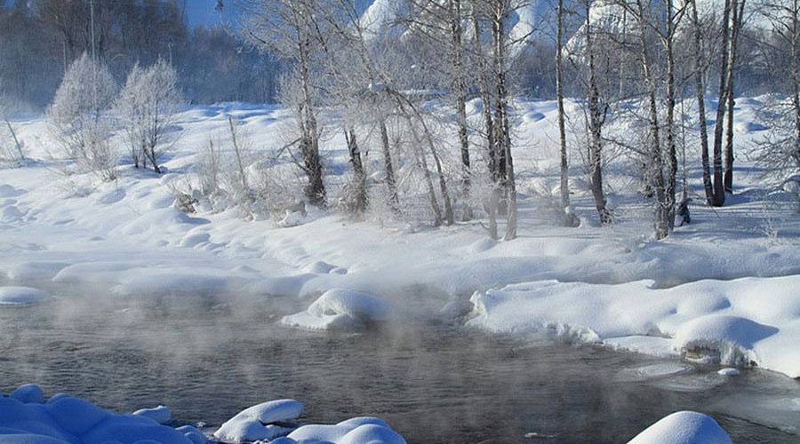 Winter scenery of Kelan river, NW China's Xinjiang