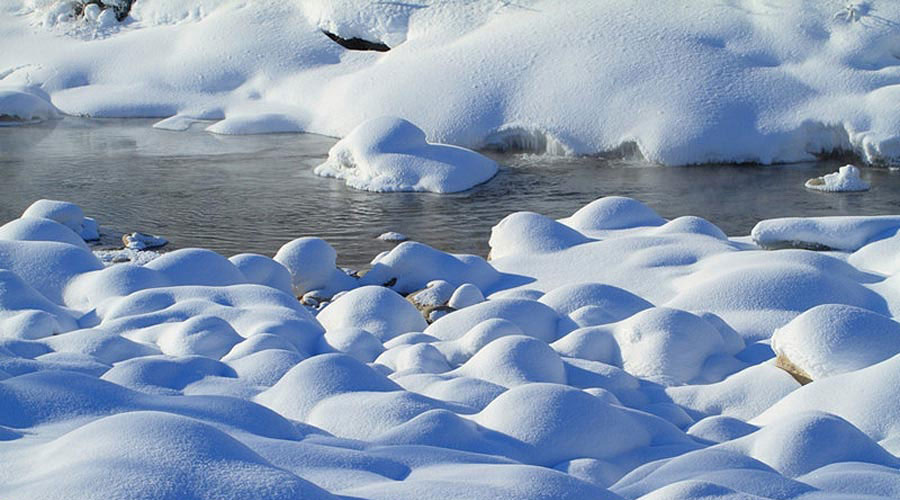 Winter scenery of Kelan river, NW China's Xinjiang