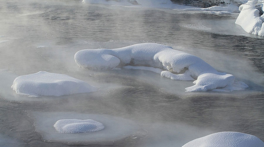 Winter scenery of Kelan river, NW China's Xinjiang