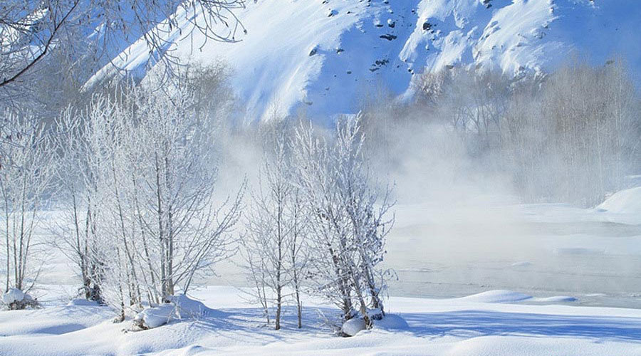 Winter scenery of Kelan river, NW China's Xinjiang