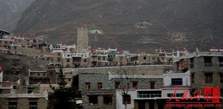 Thousand-year-old Ganbao Tibetan stone village in Lixian, SW China's Sichuan