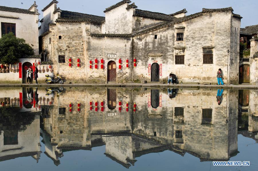 Morning scenery of local residences in Hongcun, China's Anhui