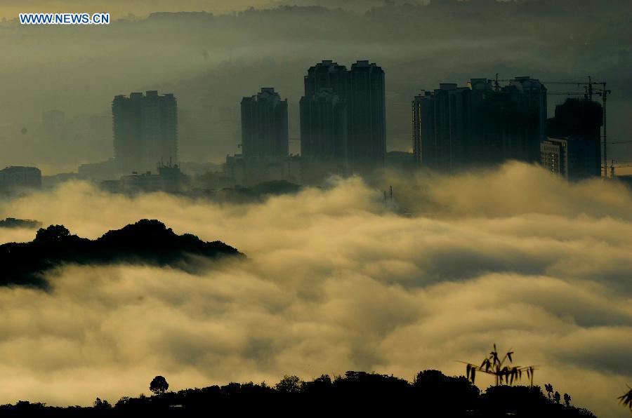 Morning fog over Hejiang county