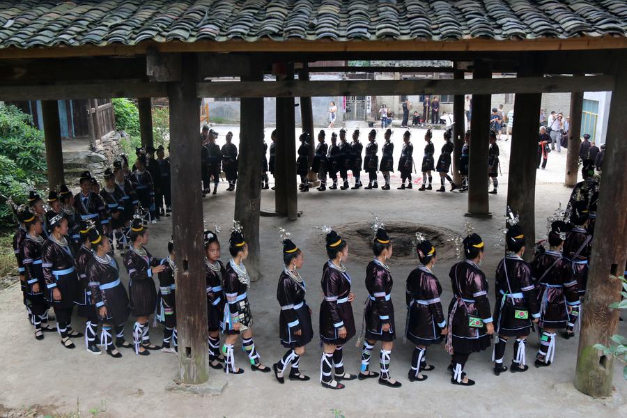 People of Dong ethnic group perform to promote local tourism