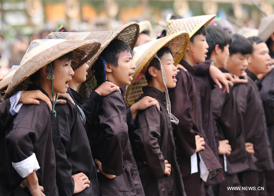 People of Dong ethnic group perform to promote local tourism